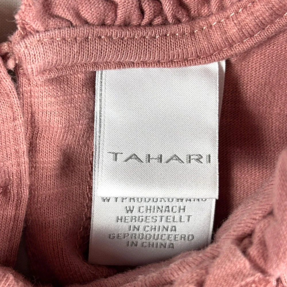 Tahari Baby Girls Dusty Rose Button Back Ruffle Neck‎ Top Shirt 24mo